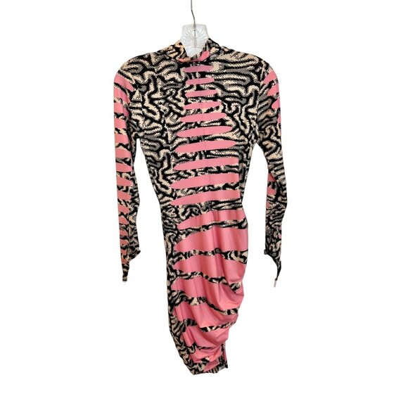 Maisie Wilen Yeezy Designer Pink Mini Dress NWOT Stretch Bodycon - Size M - Picture 11 of 14